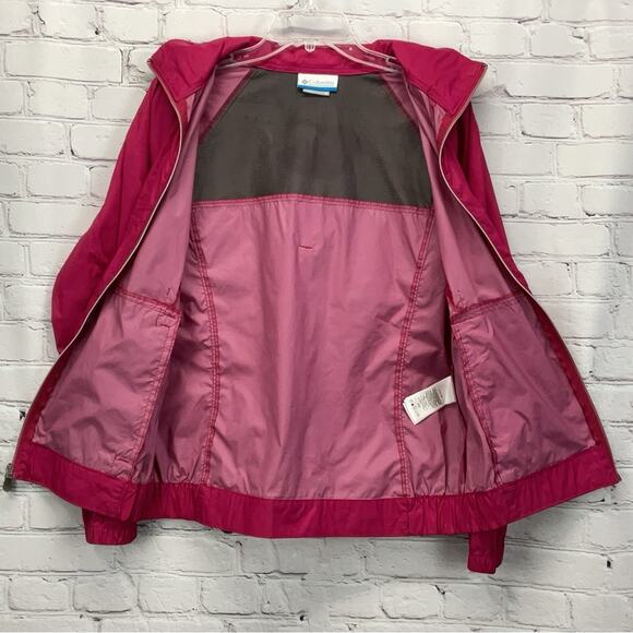 Columbia Windbreaker Women's Size M Pink Full Zip Hooded Vented Zipped Pockets - Picture 5 of 10